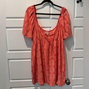 Honolua Surf & Co Coral Leaf Print Off the Shoulder Ruffle Dress Size XXLarge